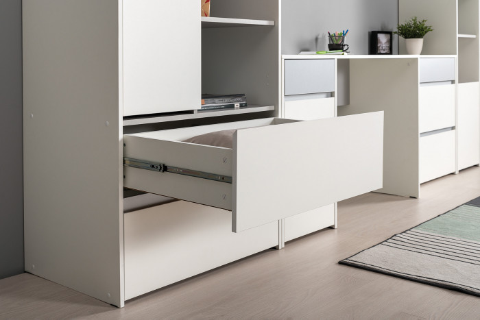 Торонто 13.333 Шкаф для одежды, белый шагрень/стальной серый