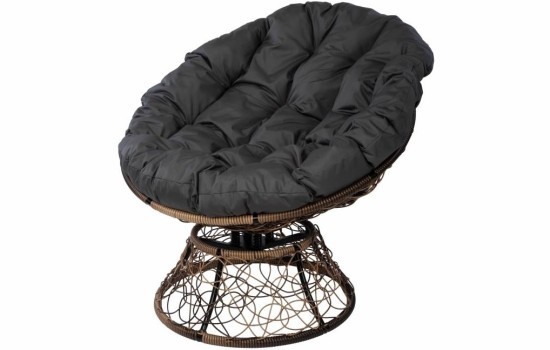 Кресло Papasan с пружиной, цвет плетения светло-коричневый, цвет подушки серый