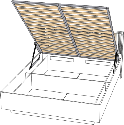 Кровать 140х200 "Харди" с подъемным механизмом - Белый текстурный/Ясень белый (зеркальн. вставки)