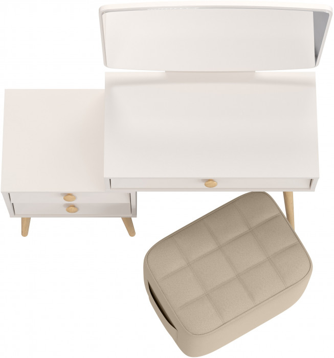 Афина Спальня 4-25901М1к.с. Трюмо + Банкетка 6-5127ТКВбеж Вики, кашемир серый/ткань бежевая