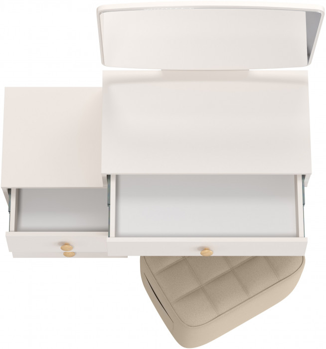 Афина Спальня 4-25901М1к.с. Трюмо + Банкетка 6-5127ТКВбеж Вики, кашемир серый/ткань бежевая