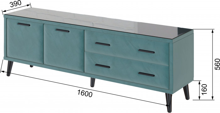 Тумба ТВ интерьерная Виго 1,6 бирюза