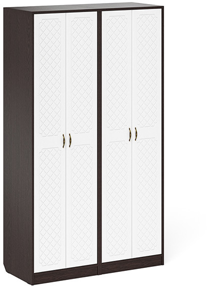 Прихожая П-6 Шкаф + Шкаф, цвет венге/фасады МДФ белое дерево фрезеровка ромб, ШхГхВ 120х50х210 см.