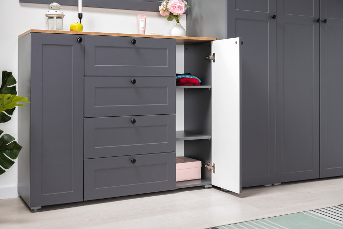 Остин Прихожая 04, серый графит/дуб крафт золотой