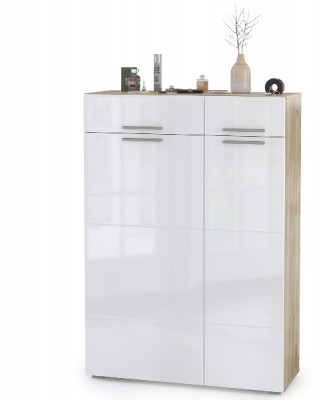 Лайн 13.121 Комод, дуб крафт серый/фасады МДФ белый глянец