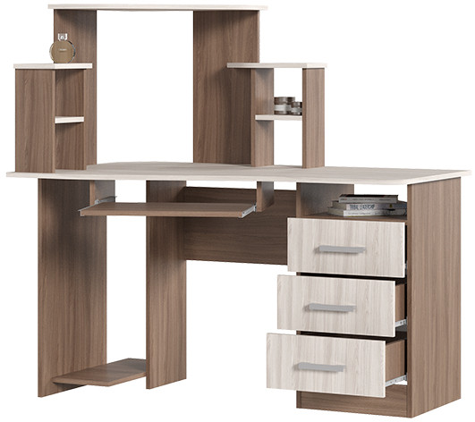 СТОЛ КОМПЬЮТЕРНЫЙ №1 (1,3х1,3х0,8) шимо темный/шимо светлый