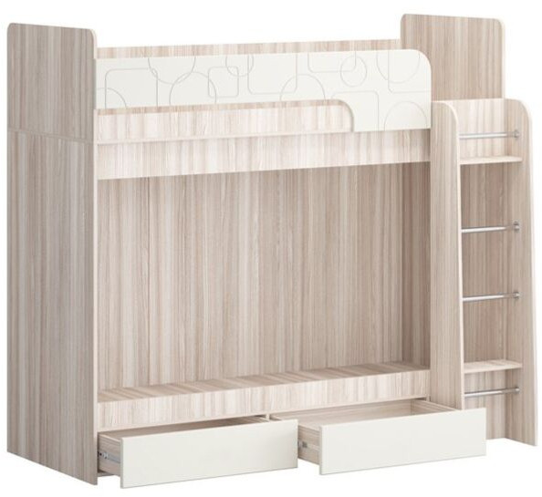 Двухъярусная кровать Бемби МДФ NEW, ясень (Ванда, Ясень шимо светлый)
