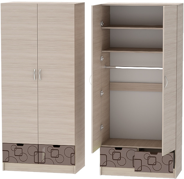 Детская комната Бриз МДФ, набор 4, Ясень светлый/Шоколад (Квадрат)