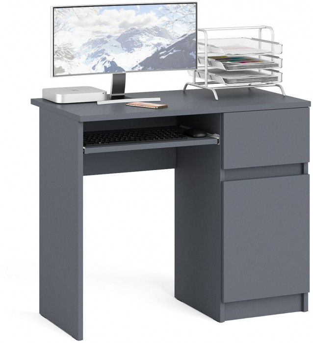 Мори Стол компьютерный МС-1 правый, цвет графит, ШхГхВ 90х50х76,6 см., выдвижной ящик справа, НЕ универсальная сборка
