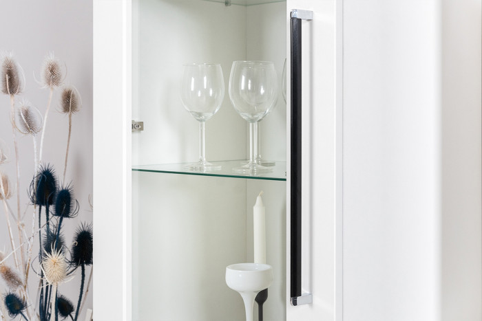 Валенсия Гостиная № 054, цвет ЛДСП белый шагрень/МДФ белый шагрень, ШхГхВ 188,1х38,3х225,2 см., универсальная сборка