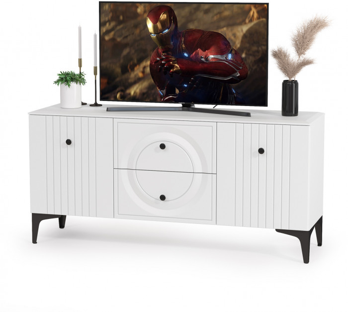 Валенсия Гостиная № 054, цвет ЛДСП белый шагрень/МДФ белый шагрень, ШхГхВ 188,1х38,3х225,2 см., универсальная сборка