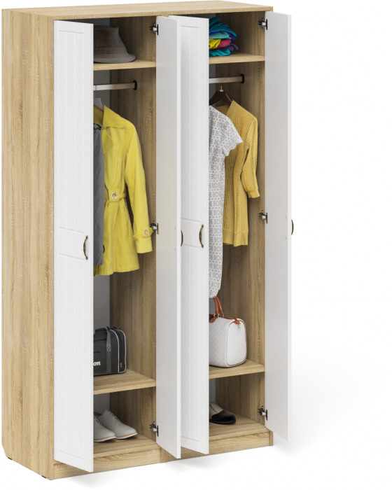 Прихожая П-6 Шкаф + Шкаф, цвет дуб сонома/фасады МДФ белое дерево фрезеровка прованс, ШхГхВ 120х50х210 см.