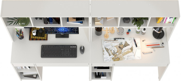 компьютерный стол Комфорт 12.77F + компьютерный стол Комфорт 12.77F, белый шагрень