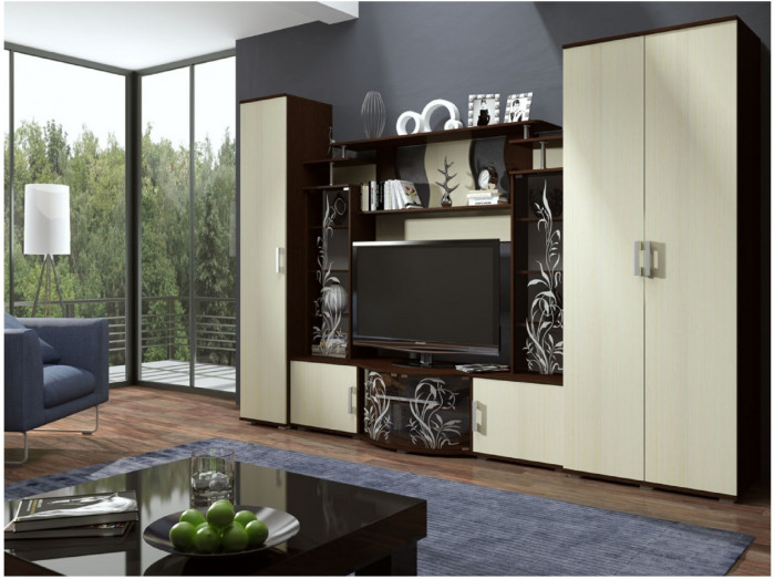 Модульная гостиная Виста (Дуб крафт/ Белый Глянец)