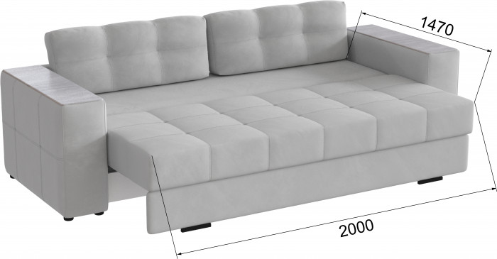 Диван раскладной Виконт, светло-серый/мдф холст белый