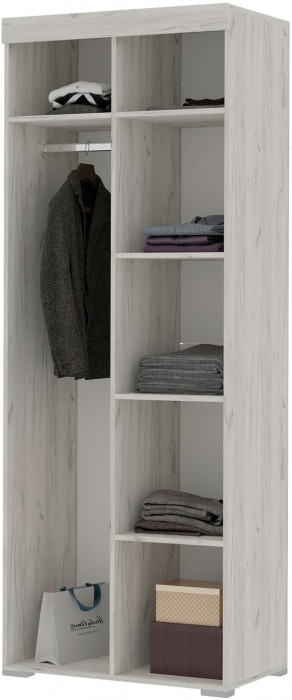 Гранд шкаф двухстворчатый комбинированный  (0.800х2,120х0,480) дуб крафт белый