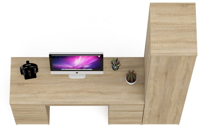 Мори компьютерный стол МС-2 + Пенал МШ400.1, дуб сонома