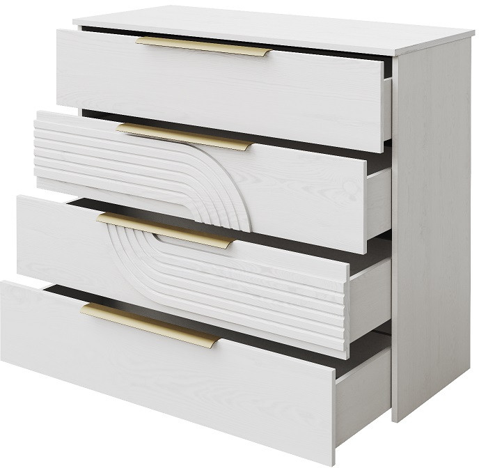 Комод четырехъящечный "Монтиз" - Белый текстурный/Корунд джелато