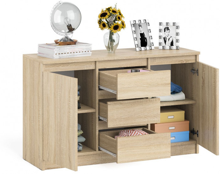 Мори Комод МК1200.3, цвет дуб сонома, ШхГхВ 120,4х41х73 см.