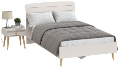 Афина Спальня Кровать 1200 + Тумба прикроватная, цвет кашемир серый, ШхГхВ 123,6х210,2х95,7 + 45х37х45 см., сп.м. 1200х2000 мм., б/м, основание есть