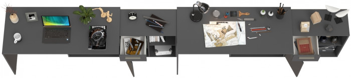 Лайт Стол письменный 03.245.01 + 03.245.01, цвет тёмно-серый, ШхГхВ 342,9х136,2х75,2 см.(угловой) или 407,4х60х75,2 см.(прямой), универсальная сборка