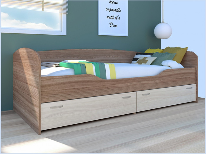 Кровать Бриз-2 80х190 (Ясень шимо темный / светлый)