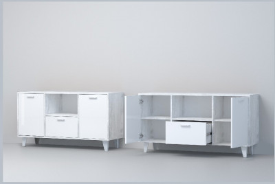 Эго Тумба Т-2 НГ (Глянец Белый/Бетон Светлый)