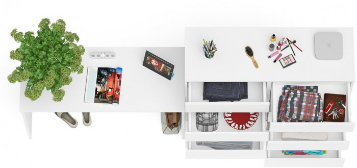 Мори Стол письменный МСП1200.1 + Комод МК1200.10, цвет белый, ШхГхВ 240,8х50х115 см., универсальная сборка