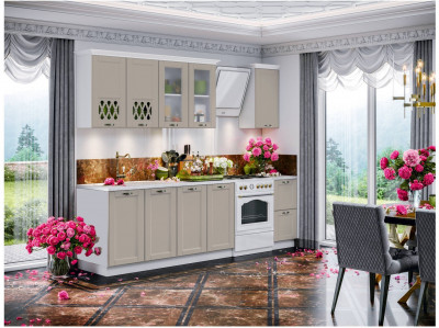 Кухня МДФ 2000 Милано Компоновка №2 (Шарли мокко, Белый)