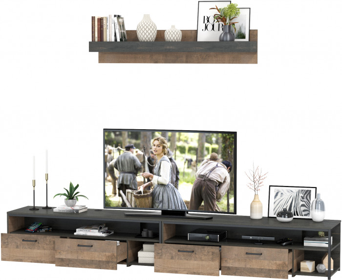 Трувор 13.70 Тумба под ТВ + 13.70 Тумба под ТВ + 15.60 Полка, дуб гранж песочный/интра