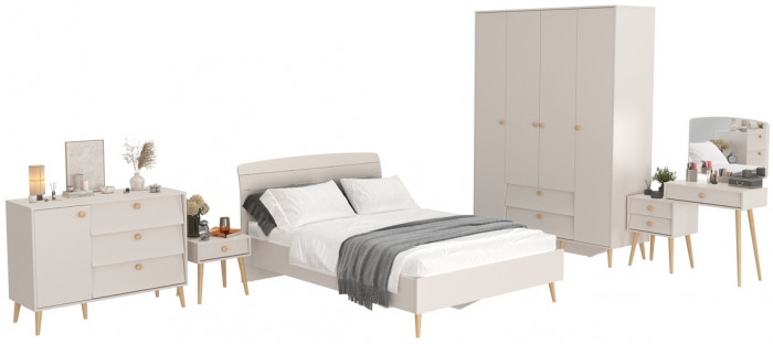 Афина Спальня 31-1400, цвет кашемир серый, сп.м. 1400х2000 мм., б/м, основание есть - фанера