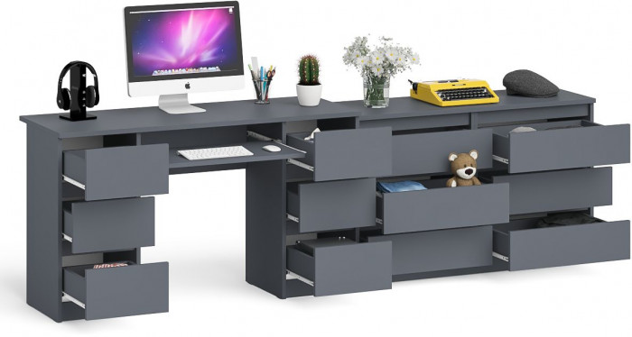 Мори Стол компьютерный МС-2 + Комод МК1200.6, цвет графит, ШхГхВ 255,8х50х76,6 см., универсальная сборка