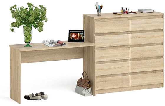 Мори письменный стол МСП1200.1 + Комод МК1200.10, дуб сонома
