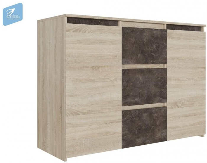 Милано-3 Комод (Ателье темное, Дуб сонома светлый)