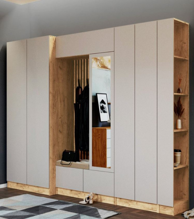 Прихожая Руэлла Шкаф универсальный дуб крафт золотой/кашемир