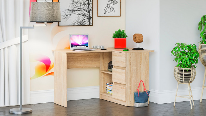 Мори компьютерный стол МС-1 левый, белый