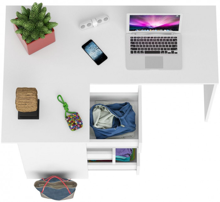 Мори компьютерный стол МС-16 левый, белый