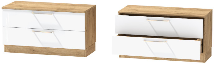 Тумба-5 прикроватная напольная "Иннэс-7", Крафт золотой/Белый глянец