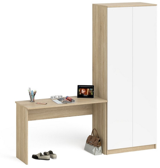 Мори Стол письменный МСП1200.1 + Шкаф МШ800.1, цвет дуб сонома/белый, ШхГхВ 200,8х50,4х209,6 см., универсальная сборка