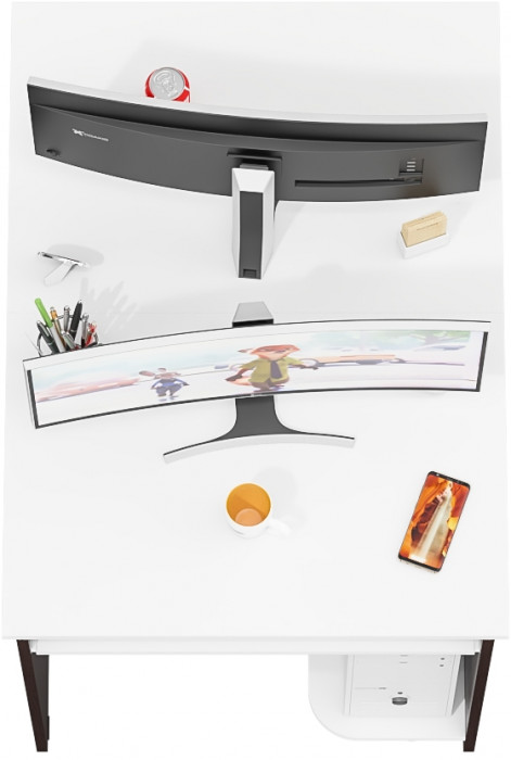 Два стола компьютерных С-МД-СК11-1, цвет венге/белый шагрень, ШхГхВ 149,2х50х75 см., НЕ универсальная сборка