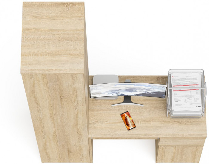 Мори компьютерный стол МС-1 правый + Пенал МШ400.1, дуб сонома