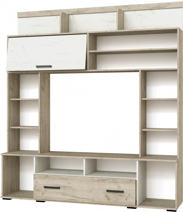 Модульная гостиная Оскар-18, композиция 2, Крафт серый/Крафт белый