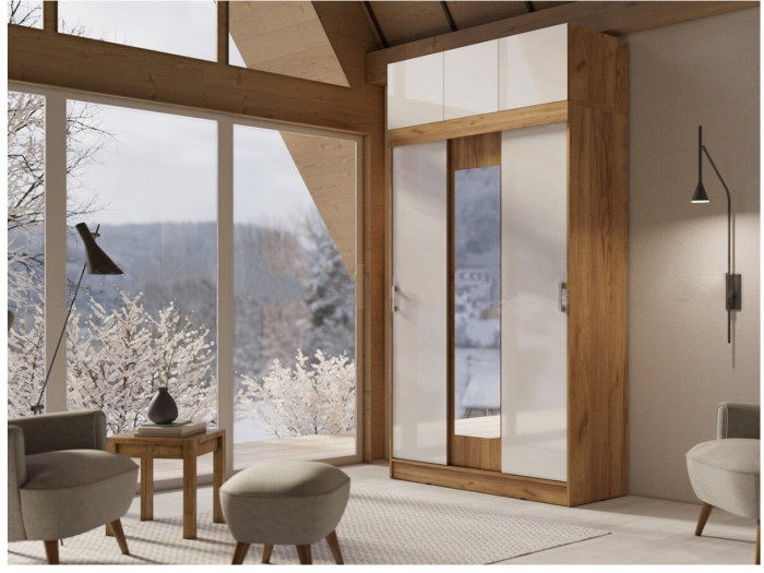 Бася Шкаф-купе с антресолью (Венге / дуб беленый)