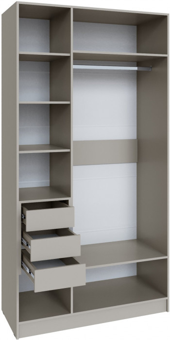 Шкаф Мадрид (1,2) с 3 ящ. внутри с зеркалом кашемир