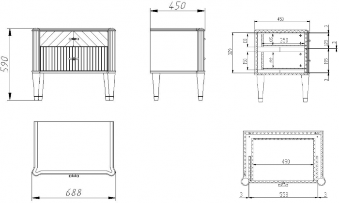 Модульная спальня "Тиволи" из массива дуба, набор 1 - Латте (лак)