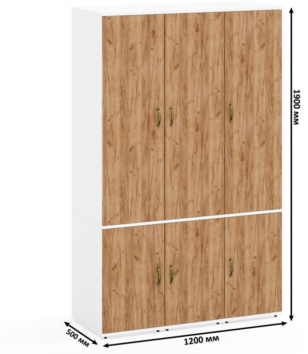 Лидер-8 Пенал МД 23Б 3 шт., цвет белый шагрень/крафт золото, ШхГхВ 120х50х190 см., универсальная сборка