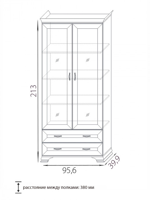 Шкаф (2 стеклодвери) Сиена