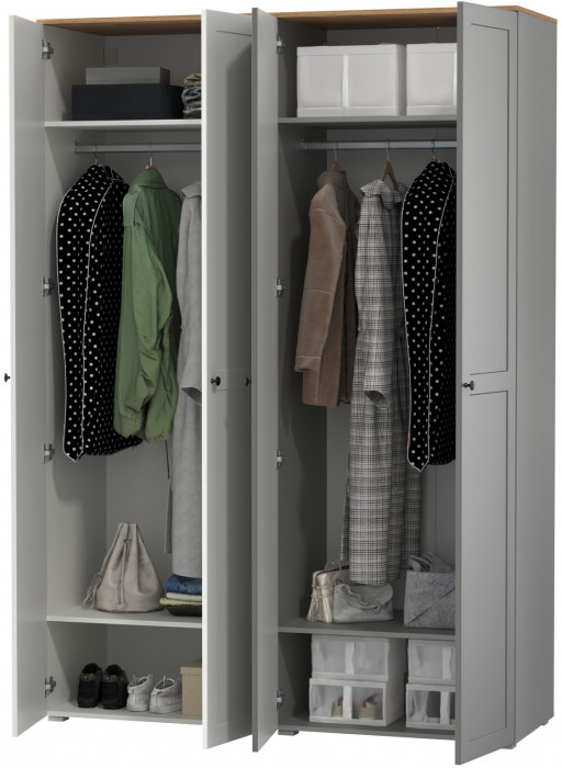 Остин 13.224 Шкаф 2 шт., белый шагрень/серый графит/дуб крафт золотой