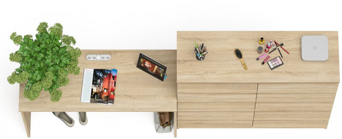 Мори Стол письменный МСП1200.1 + Комод МК1200.10, цвет дуб сонома, ШхГхВ 240,8х50х115 см., универсальная сборка