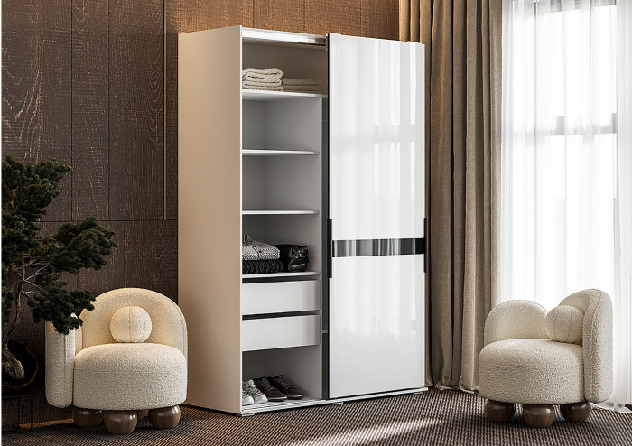 Шкаф-купе Оскар 1,5м белый/глянец белый